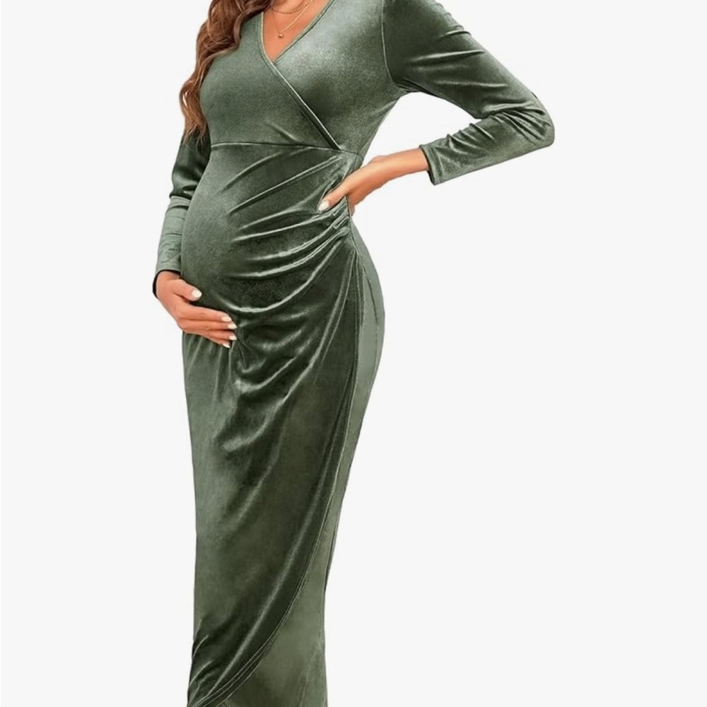 Elegant Green Maternity Dress